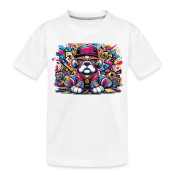 Hip Hop Bulldog Puppy Graffiti Street Style Merch - T-shirt bio Premium Enfant - blanc - Devant