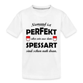 Rote Spessart Schildformen mit Weißzacken - Kinder Premium Bio T-Shirt - Weiß - Vorne