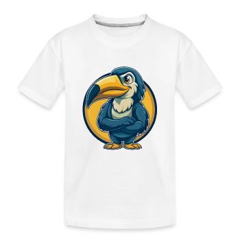 Toucan Kawaii Maskottchen Cartoon Clipart Logo Abzeichen - Kinder Premium Bio T-Shirt - Weiß - Vorne