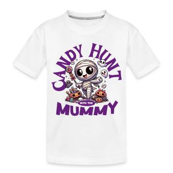 Candy Hunt With The Mummy: Trick or Treat - Kids' Premium Organic T-Shirt - white - Front