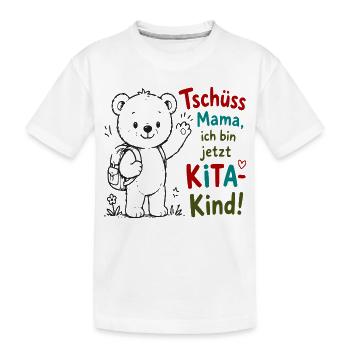 Kita Abschiedsbär mit Gruß - Kinder Premium Bio T-Shirt - Weiß - Vorne