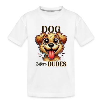 Citation drôle de chien avant les mecs - T-shirt bio Premium Enfant - blanc - Devant