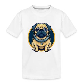 Pug Dog Kawaii Maskottchen Cartoon Clipart Logo Abzeichen - Kinder Premium Bio T-Shirt - Weiß - Vorne
