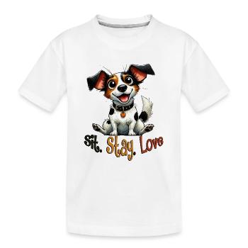 Assieds-toi Reste Aime Jack Russell Vie de chiot - T-shirt bio Premium Enfant - blanc - Devant