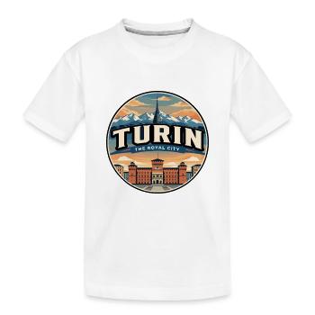 Retro Turiner Alpen Piazza Castello Abzeichen - Kinder Premium Bio T-Shirt - Weiß - Vorne