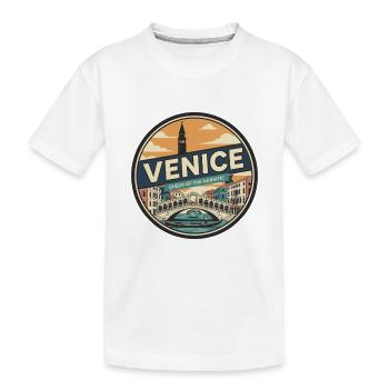 Badge rétro de la gondole du pont Venice Rialto - T-shirt bio Premium Enfant - blanc - Devant