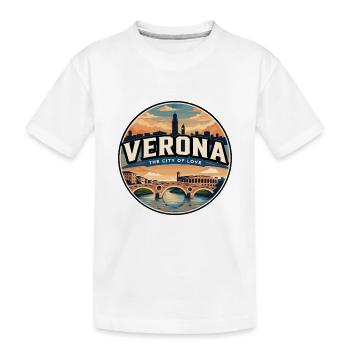 Retro Verona Roman Arena Reiseabzeichen - Kinder Premium Bio T-Shirt - Weiß - Vorne