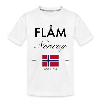 Flåm, Norvège, coordonnées, voyage, souvenir - T-shirt bio Premium Enfant - blanc - Devant