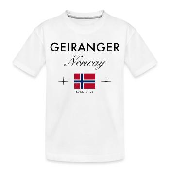 Geiranger Norvège Coordonnées Souvenir de voyage - T-shirt bio Premium Enfant - blanc - Devant
