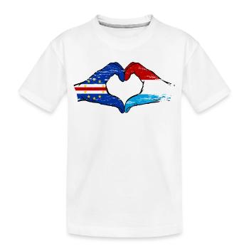 Mains du drapeau luxembourgeois du Cap-Vert utilisées - T-shirt bio Premium Enfant - blanc - Devant