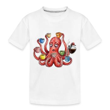 Müder Krake braucht Kaffee - Kinder Premium Bio T-Shirt - Weiß - Vorne