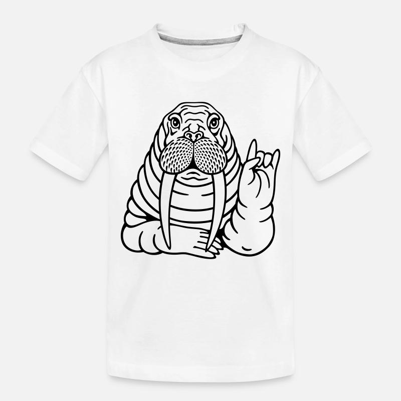 Rocker Walross - Kinder Premium Bio T-Shirt - Weiß