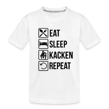 Essen Schlafen Kacken Wiederholen Geek Geschenk - Kinder Premium Bio T-Shirt - Weiß - Vorne