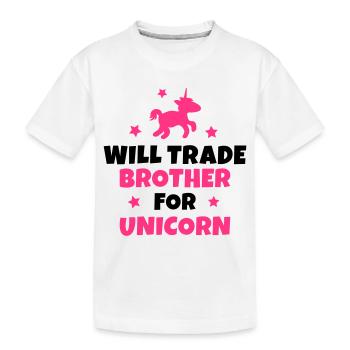 Will trade brother for unicorn - T-shirt bio Premium Enfant - blanc - Devant