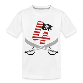 Ich bin 4 Vier / Pirat Geburtstag Party Geschenk - Kinder Premium Bio T-Shirt - Weiß - Vorne