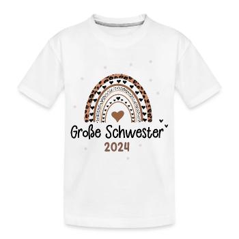 Große Schwester 2024 Herz Regenbogen - Kinder Premium Bio T-Shirt - Weiß - Vorne