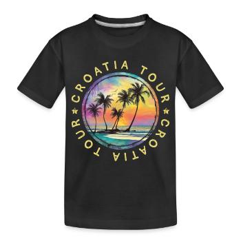 Croatia Tour Travel Colorful Vacation - Kids' Premium Organic T-Shirt - black - Front