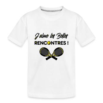 J'AIME LES BELLES RENCONTRES (tennis) - T-shirt bio Premium Enfant - blanc - Devant