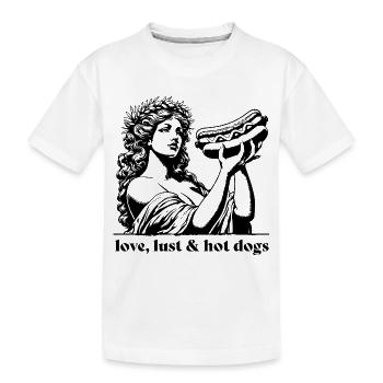 Aphrodite avec l’amour, la luxure et les hot-dogs Restauration rapide - T-shirt bio Premium Enfant - blanc - Devant