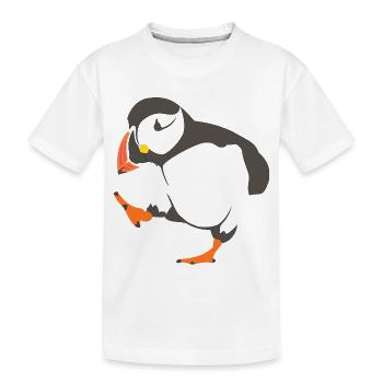 Walking puffin - Kids' Premium Organic T-Shirt - white - Front