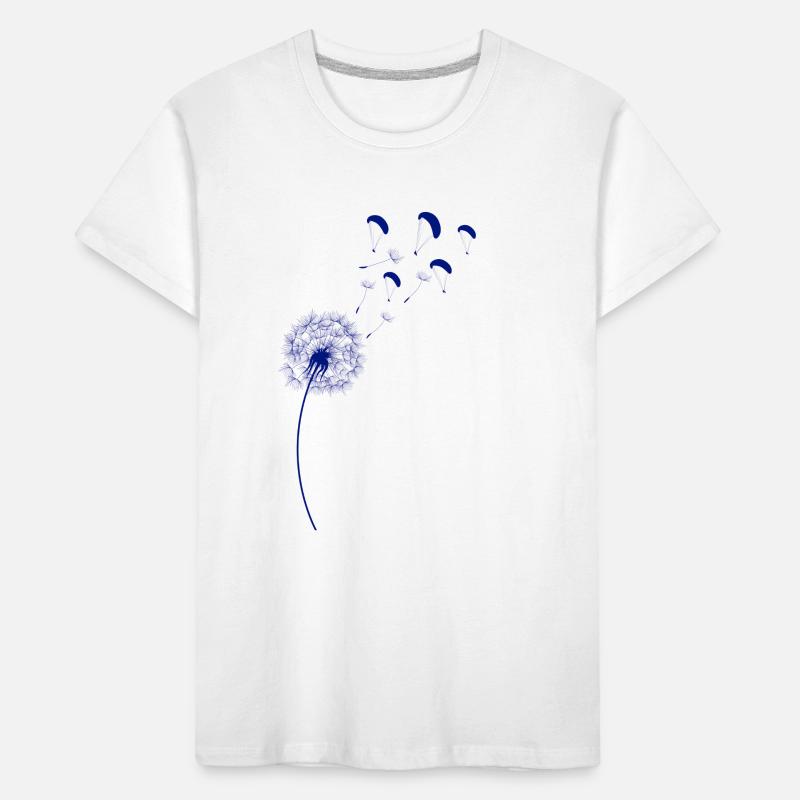 Regenbogen Pusteblume Löwenzahn Gleitschirm Blau Kinder Premium Bio T-Shirt