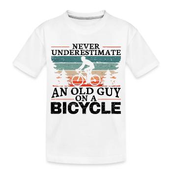 Never Underestimate An Old Man On A Bicycle Men - T-shirt bio Premium Enfant - blanc - Devant