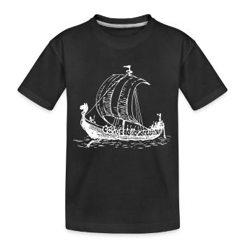Wikinger Vikinger Schiff Drachenboot - Kinder Premium Bio T-Shirt - Schwarz - Vorne