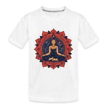 Motif de Buddha Yoga rouge/bleu avec ornements - T-shirt bio Premium Enfant - blanc - Devant
