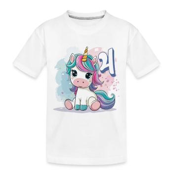 4th Birthday Unicorn Rainbow 4 Cute Cute - Kids' Premium Organic T-Shirt - white - Front