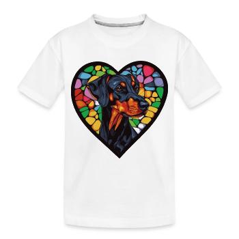 Doberman Chien Coeur Chien Amour - T-shirt bio Premium Enfant - blanc - Devant