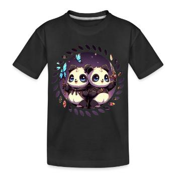 Niedliche Panda Babys - Kinder Premium Bio T-Shirt - Schwarz - Vorne