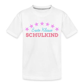 1. Klasse Schulkind Einschulung Schulbeginn - Kinder Premium Bio T-Shirt - Weiß - Vorne