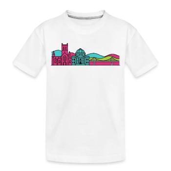 Linienzeichnung der Skyline Abbey Dunfermline City - Kinder Premium Bio T-Shirt - Weiß - Vorne