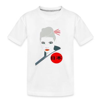 Japan Japanerin zornig Ninja Kämpferin Asiatin - Kinder Premium Bio T-Shirt - Weiß - Vorne