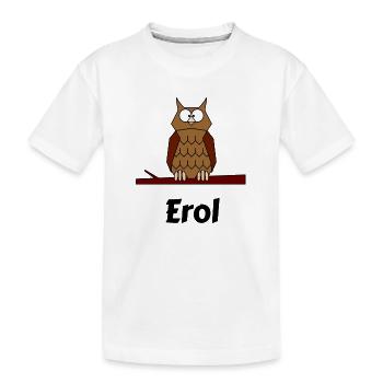 Kinder Schule Geboren Eule Motiv Erol - Kinder Premium Bio T-Shirt - Weiß - Vorne