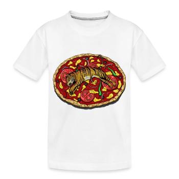 TIGER PIZZA - Kinder Premium Bio T-Shirt - Weiß - Vorne