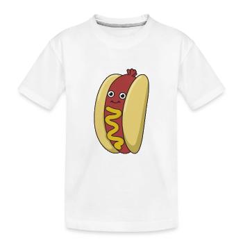 Hot-dog Fast-Food cadeau moutarde chignon saucisse - T-shirt bio Premium Enfant - blanc - Devant