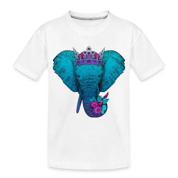 Éléphant avec des fleurs et une couronne - T-shirt bio Premium Enfant - blanc - Devant