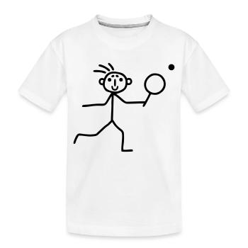 Strichmännchen Badminton - Kinder Premium Bio T-Shirt - Weiß - Vorne