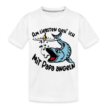 Angeln mit Papa ist das größte Glück - Kinder Premium Bio T-Shirt - Weiß - Vorne