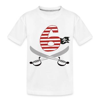 Ich bin Sechs 6 / Pirat Geburtstag Party Geschenk - Kinder Premium Bio T-Shirt - Weiß - Vorne