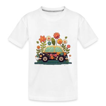 Süßes Blumen Auto 3 - Kinder Premium Bio T-Shirt - Weiß - Vorne