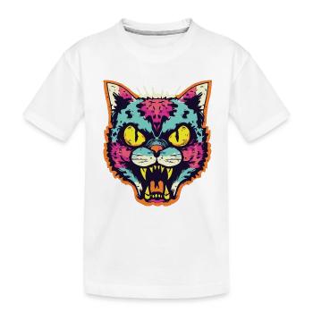 Horror Scary Zombie cat - Kids' Premium Organic T-Shirt - white - Front