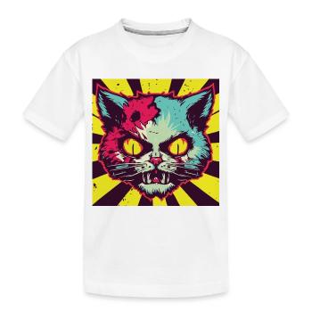 Horror Scary Zombie cat - Kids' Premium Organic T-Shirt - white - Front