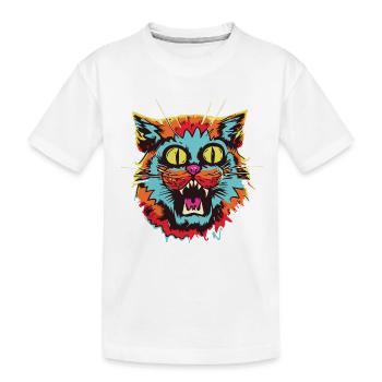 Horror Scary Zombie cat - Kids' Premium Organic T-Shirt - white - Front