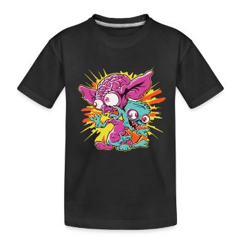 Retro-Stil 90er Jahre Cartoon-Comic-Figur - Kinder Premium Bio T-Shirt - Schwarz - Vorne