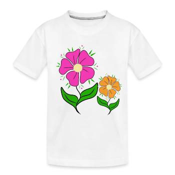 bunte Blumenwiese Margeriten Blüte Blumenranke - Kinder Premium Bio T-Shirt - Weiß - Vorne