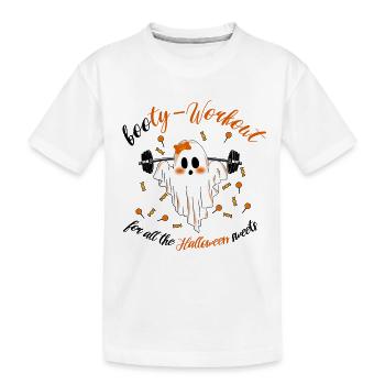 Booty Workout Lustiger Halloween Geist für Fitness - Kinder Premium Bio T-Shirt - Weiß - Vorne