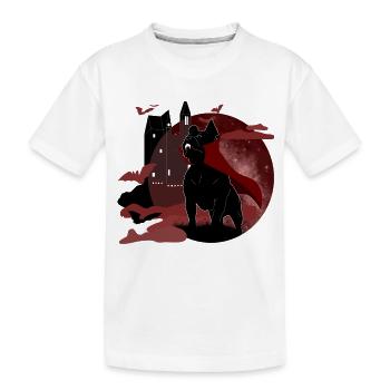 Grusel-Hund vor Schloss und Blutmond | Halloween - Kinder Premium Bio T-Shirt - Weiß - Vorne