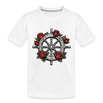 Volant / Ancre / Roses / Ahoy / Navire / Bateau - T-shirt bio Premium Enfant - blanc - Devant